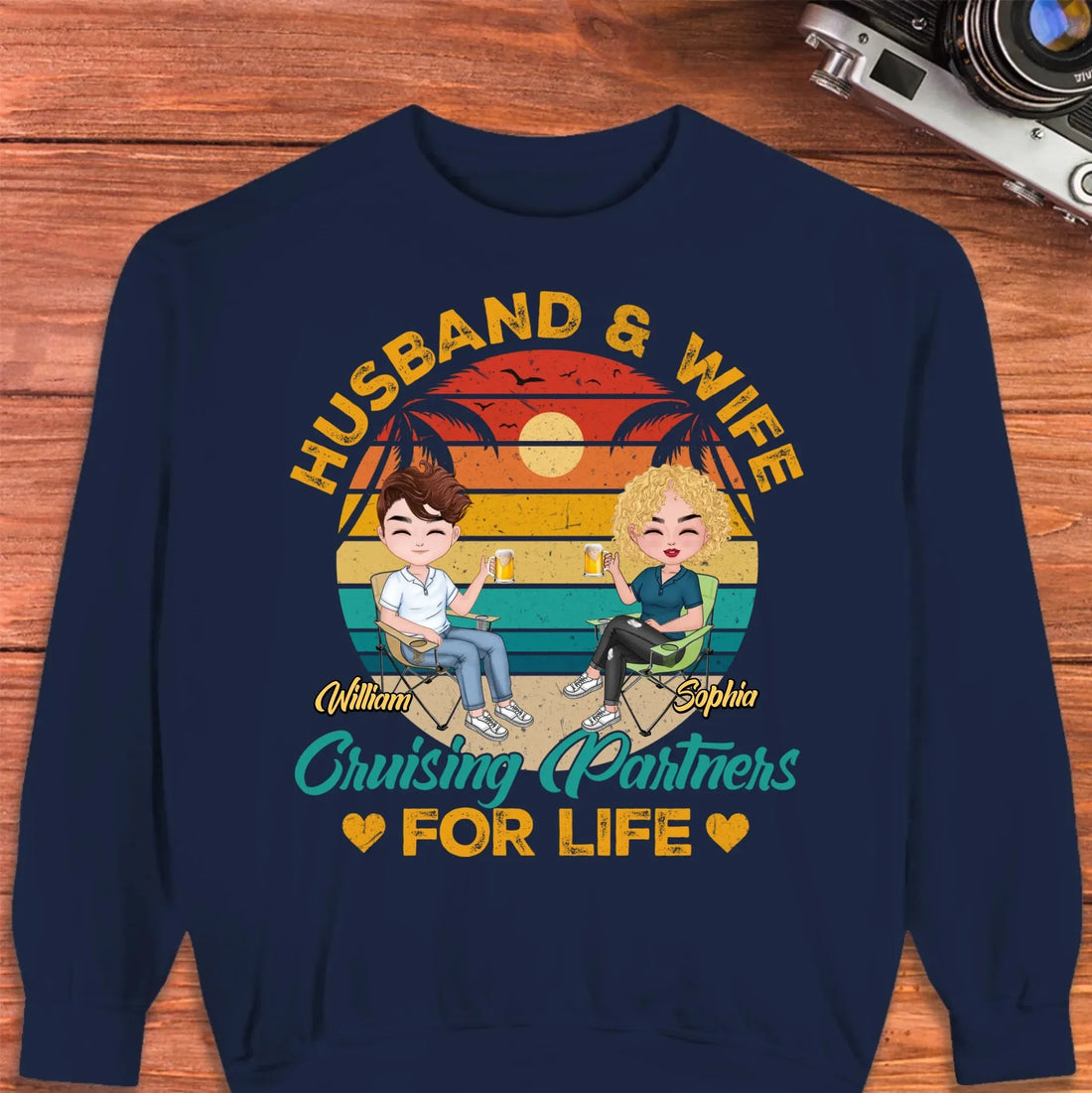 Camping Partners For Life Retro Design - Personalized Gifts For Couples - Unisex Sweater