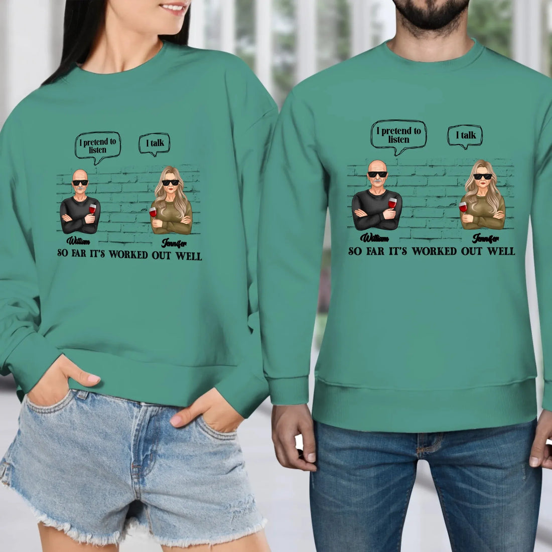 I Pretend To Listen So Far It's Worked Out Well - Personalized Gifts For Couples - Unisex Sweater