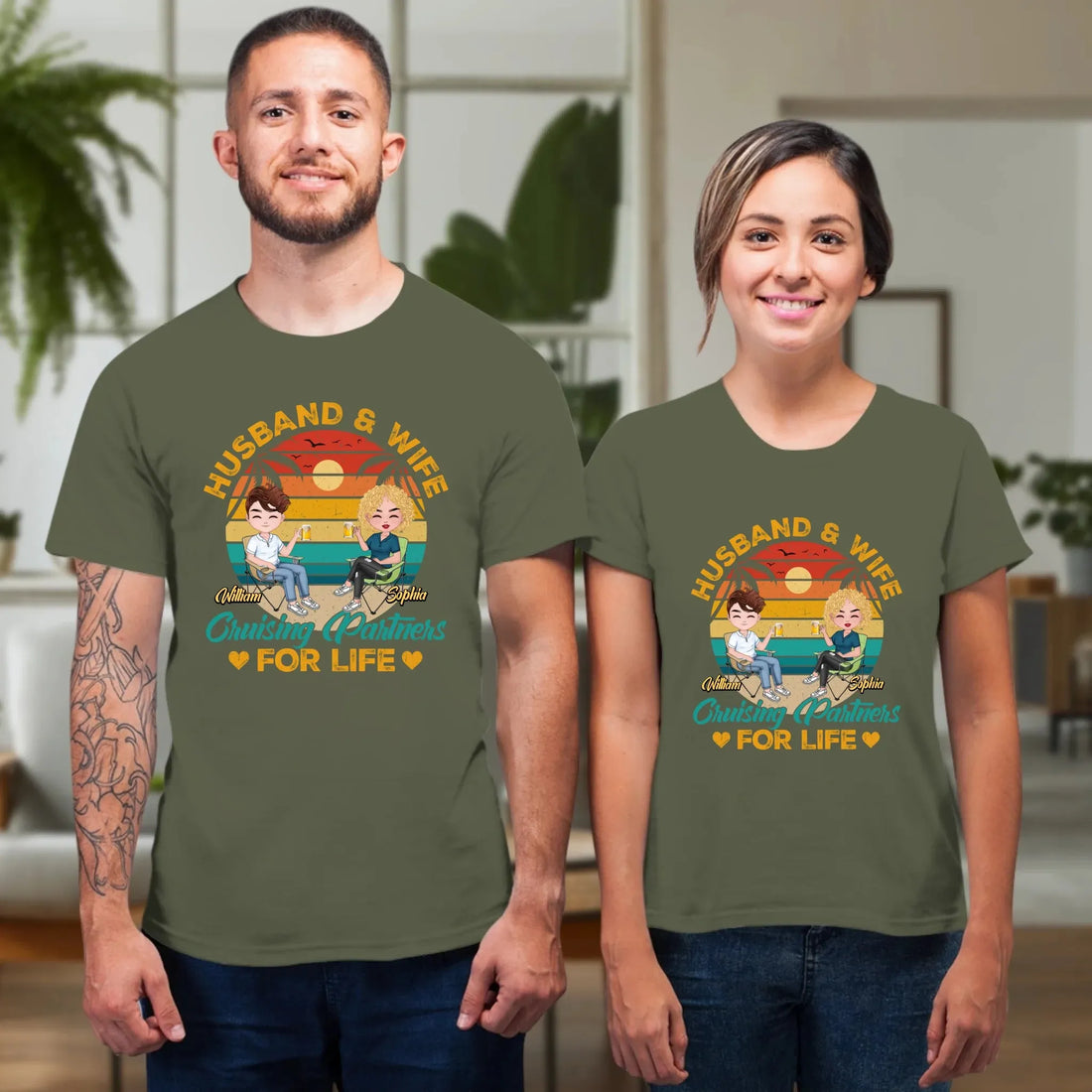 Camping Partners For Life Retro Design - Personalized Gifts For Couples - Unisex T-Shirt