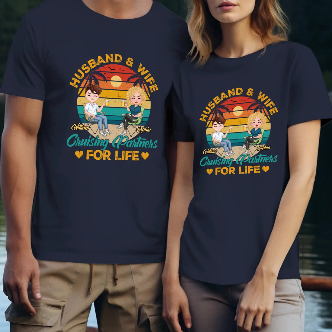 Camping Partners For Life Retro Design - Personalized Gifts For Couples - Unisex T-Shirt