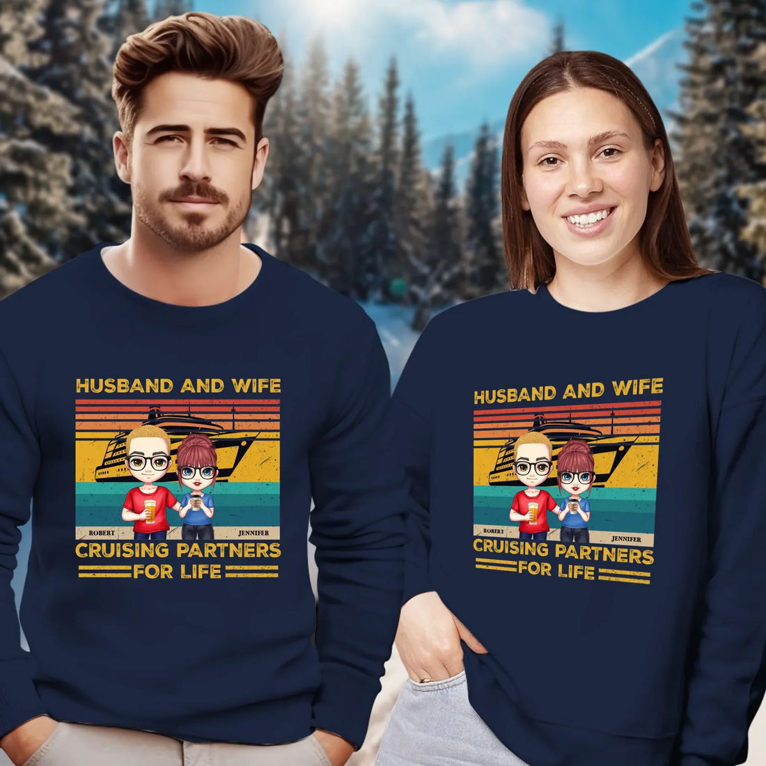 Husband And Wife Cruising Partners Vintage Vibe - Personalized Gifts For Couples - Unisex Sweater