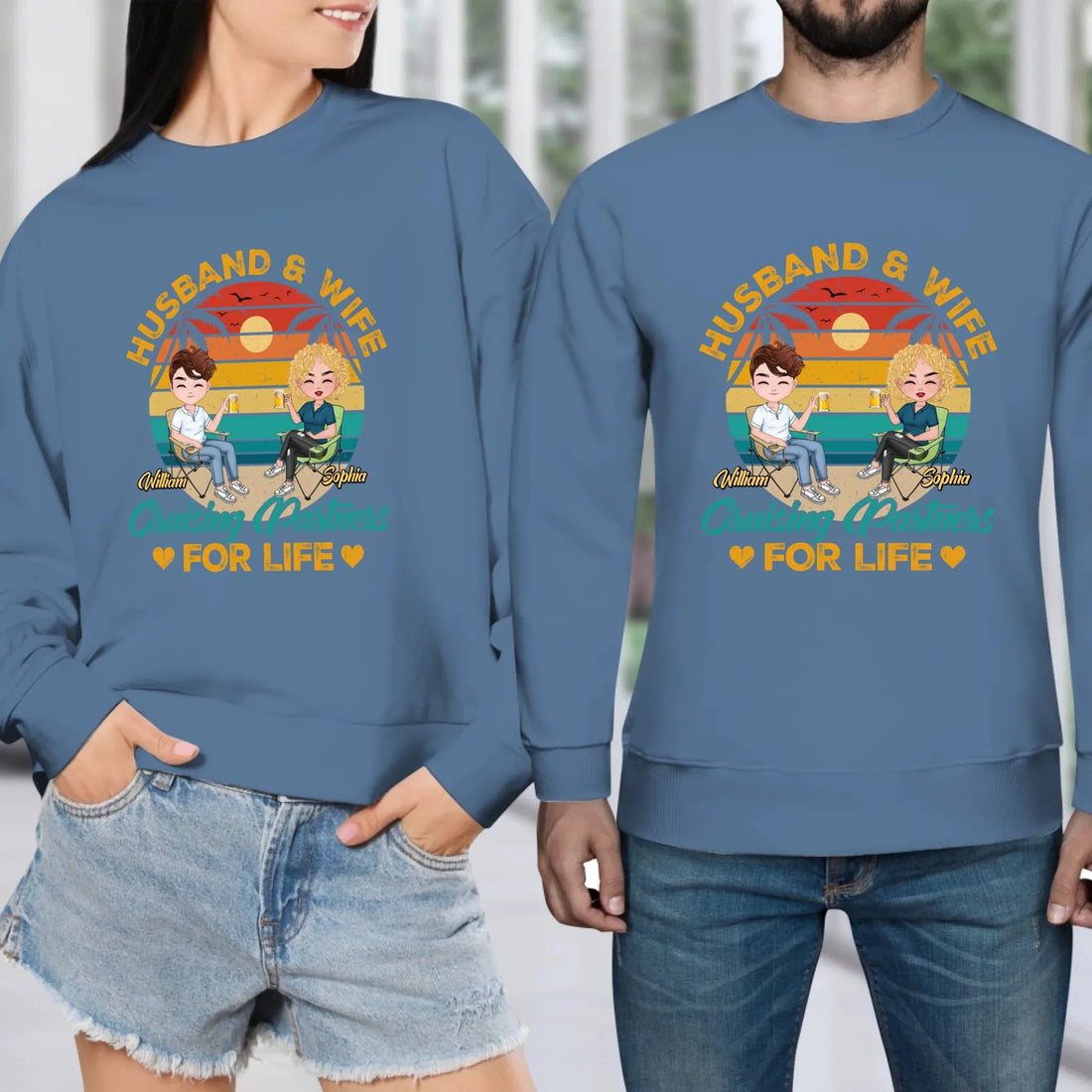 Camping Partners For Life Retro Design - Personalized Gifts For Couples - Unisex Sweater