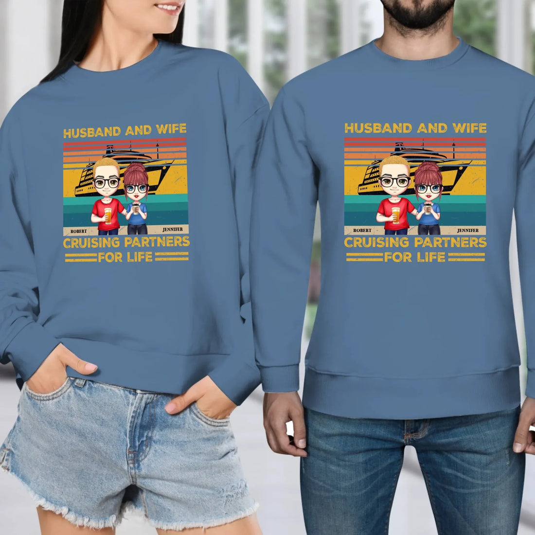 Husband And Wife Cruising Partners Vintage Vibe - Personalized Gifts For Couples - Unisex Sweater