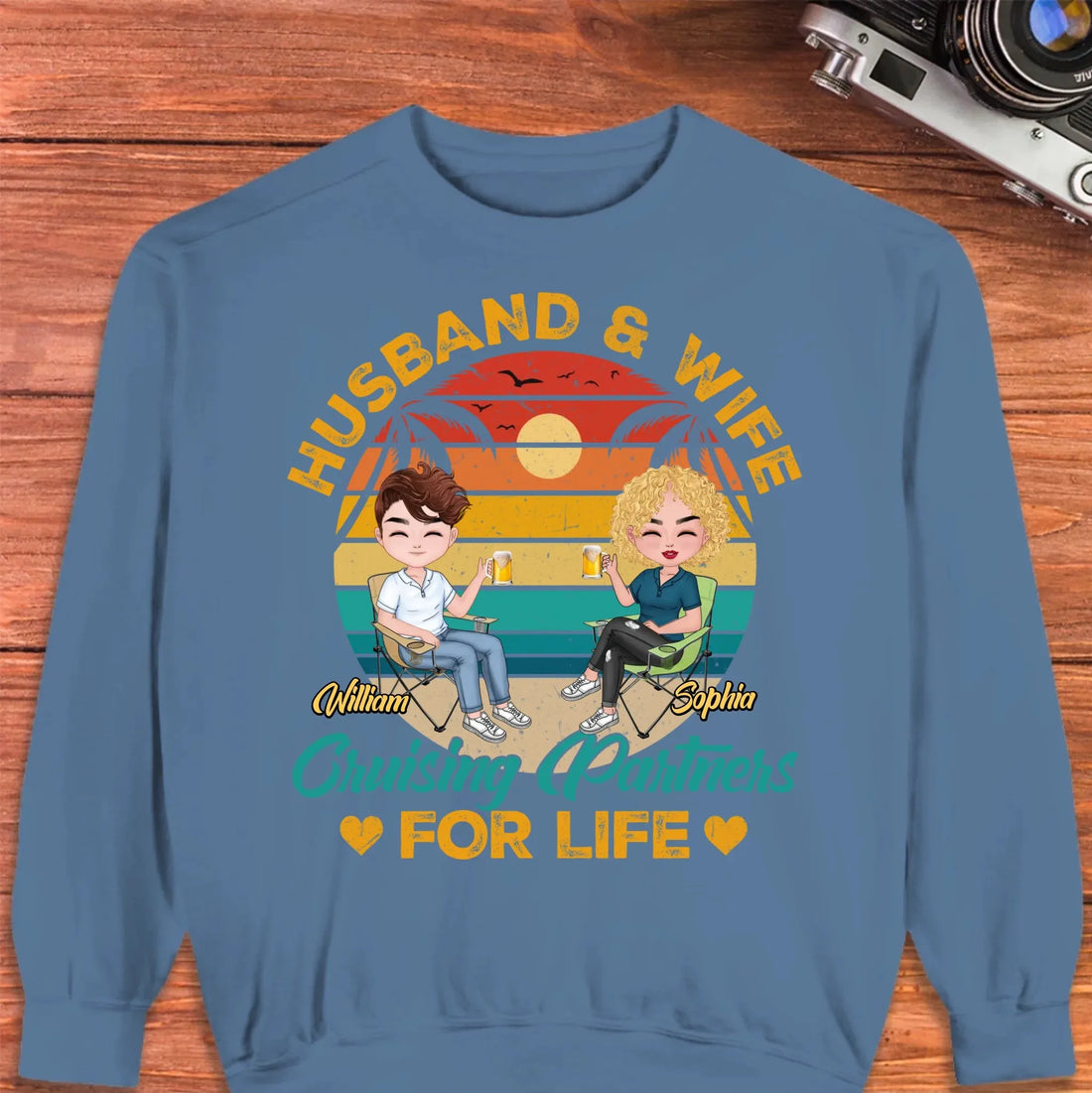 Camping Partners For Life Retro Design - Personalized Gifts For Couples - Unisex Sweater