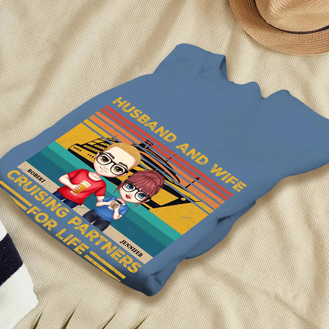 Husband And Wife Cruising Partners Vintage Vibe - Personalized Gifts For Couples - Unisex Sweater