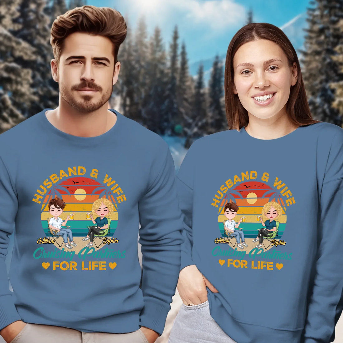 Camping Partners For Life Retro Design - Personalized Gifts For Couples - Unisex Sweater