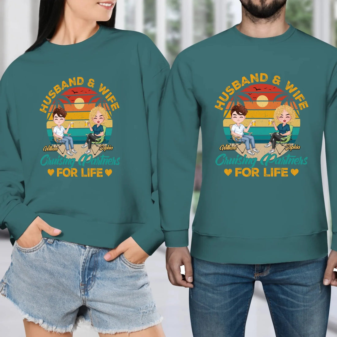 Camping Partners For Life Retro Design - Personalized Gifts For Couples - Unisex Sweater