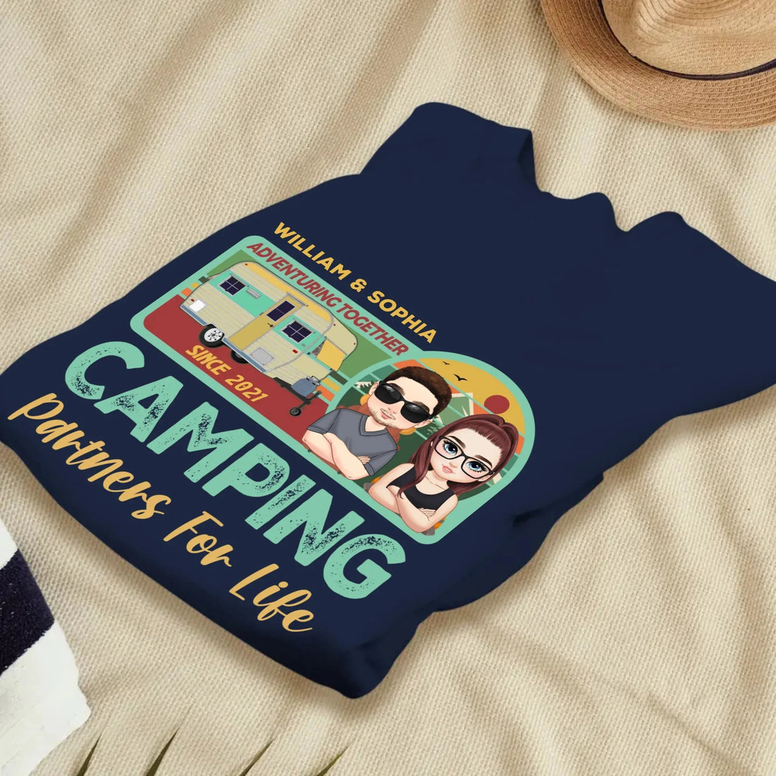 Husband And Wife Cruising Partners For Life Retro - Personalized Gifts For Couples - Unisex Sweater