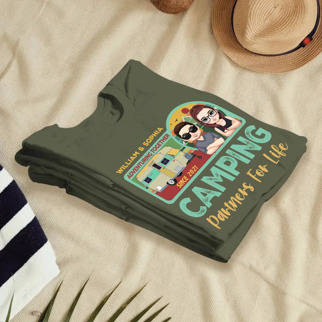 Husband And Wife Cruising Partners For Life Retro - Personalized Gifts For Couples - Unisex T-Shirt