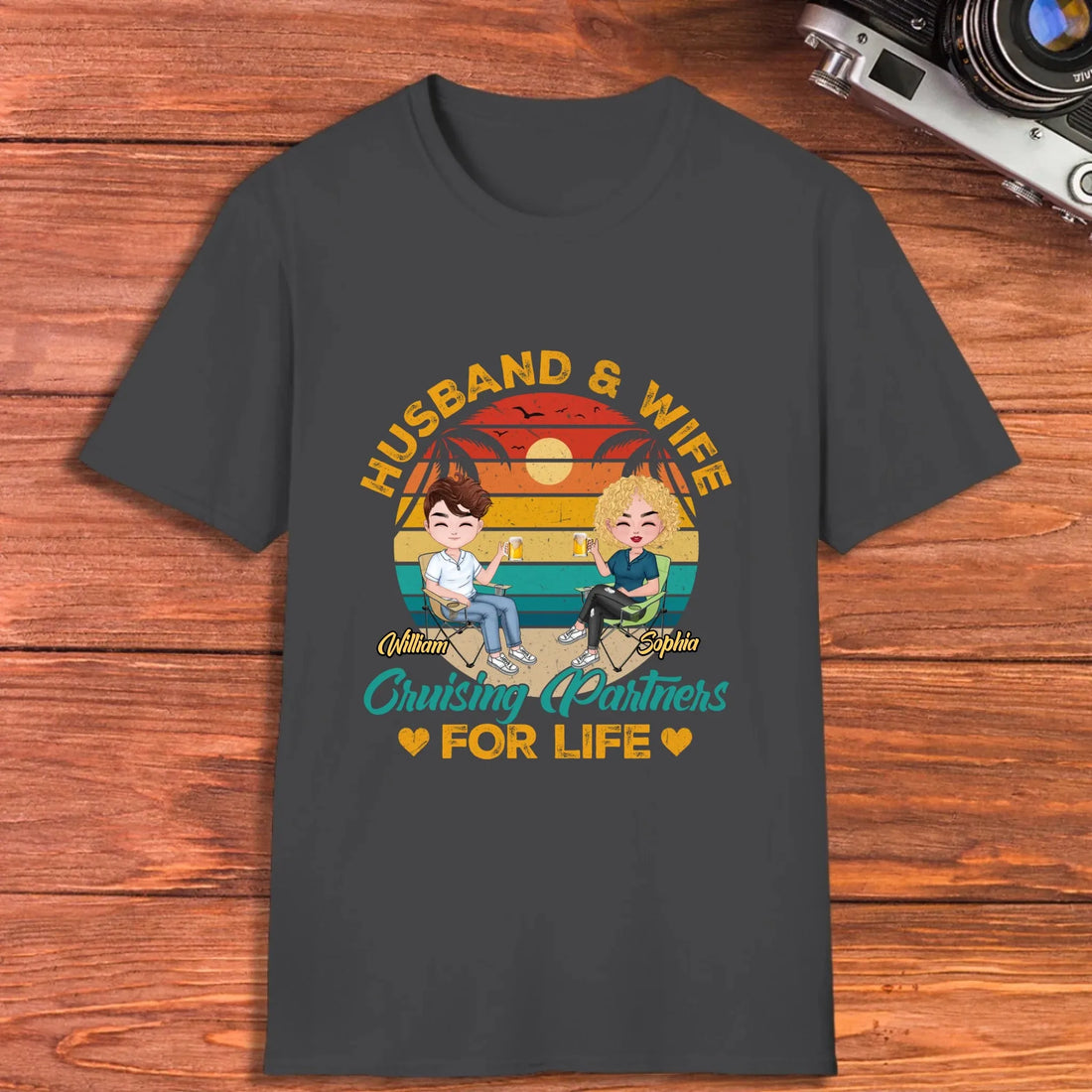 Camping Partners For Life Retro Design - Personalized Gifts For Couples - Unisex T-Shirt