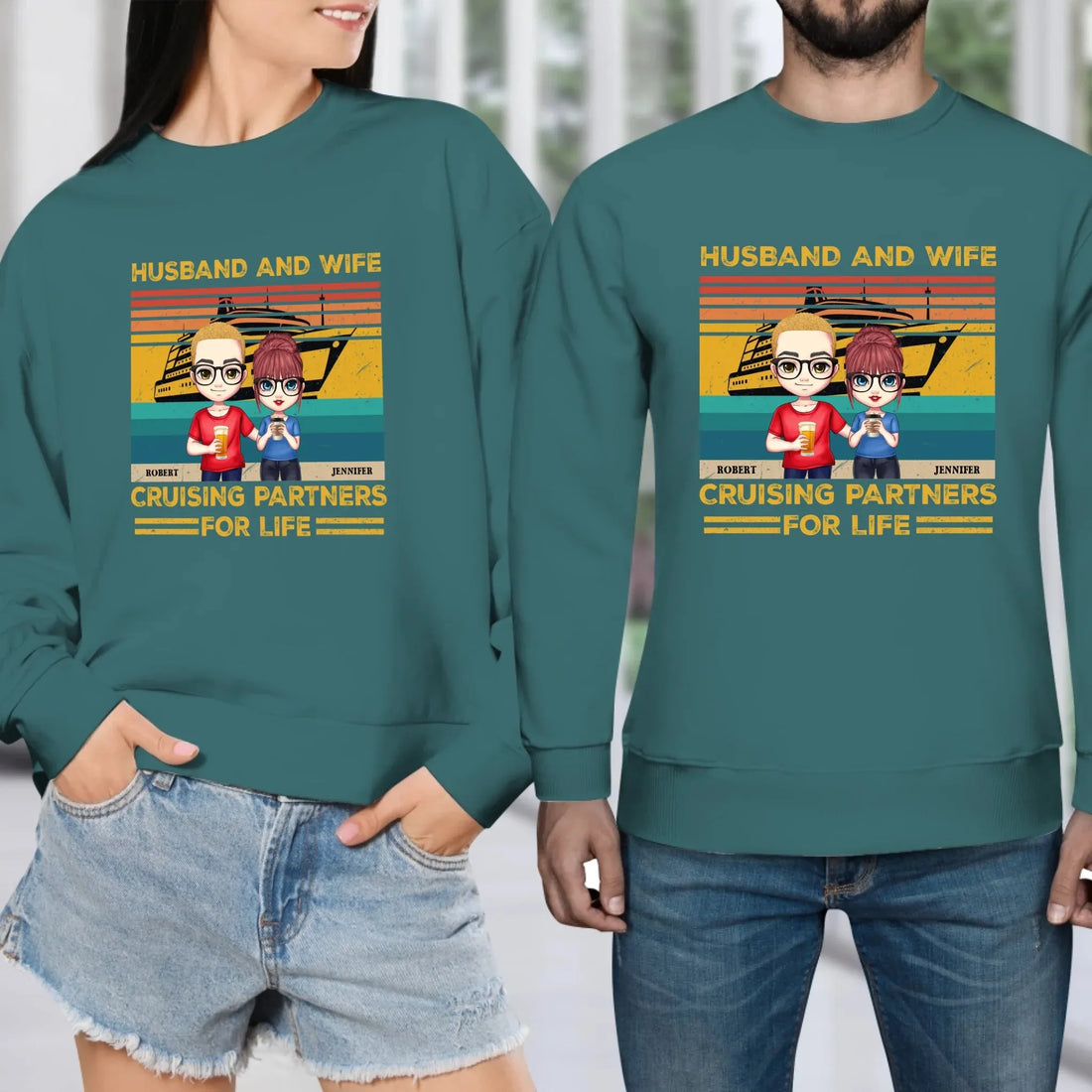 Husband And Wife Cruising Partners Vintage Vibe - Personalized Gifts For Couples - Unisex Sweater