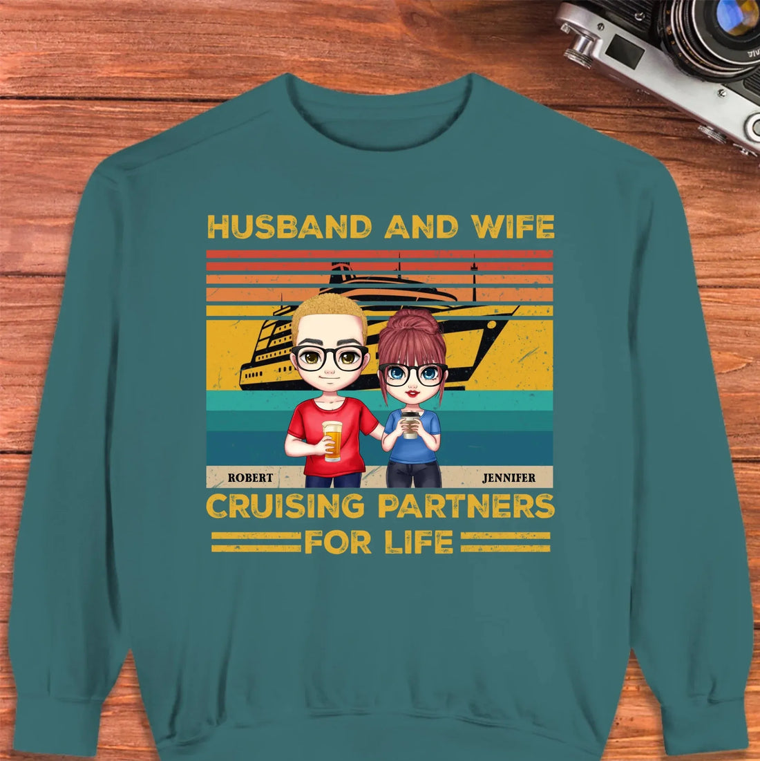 Husband And Wife Cruising Partners Vintage Vibe - Personalized Gifts For Couples - Unisex Sweater