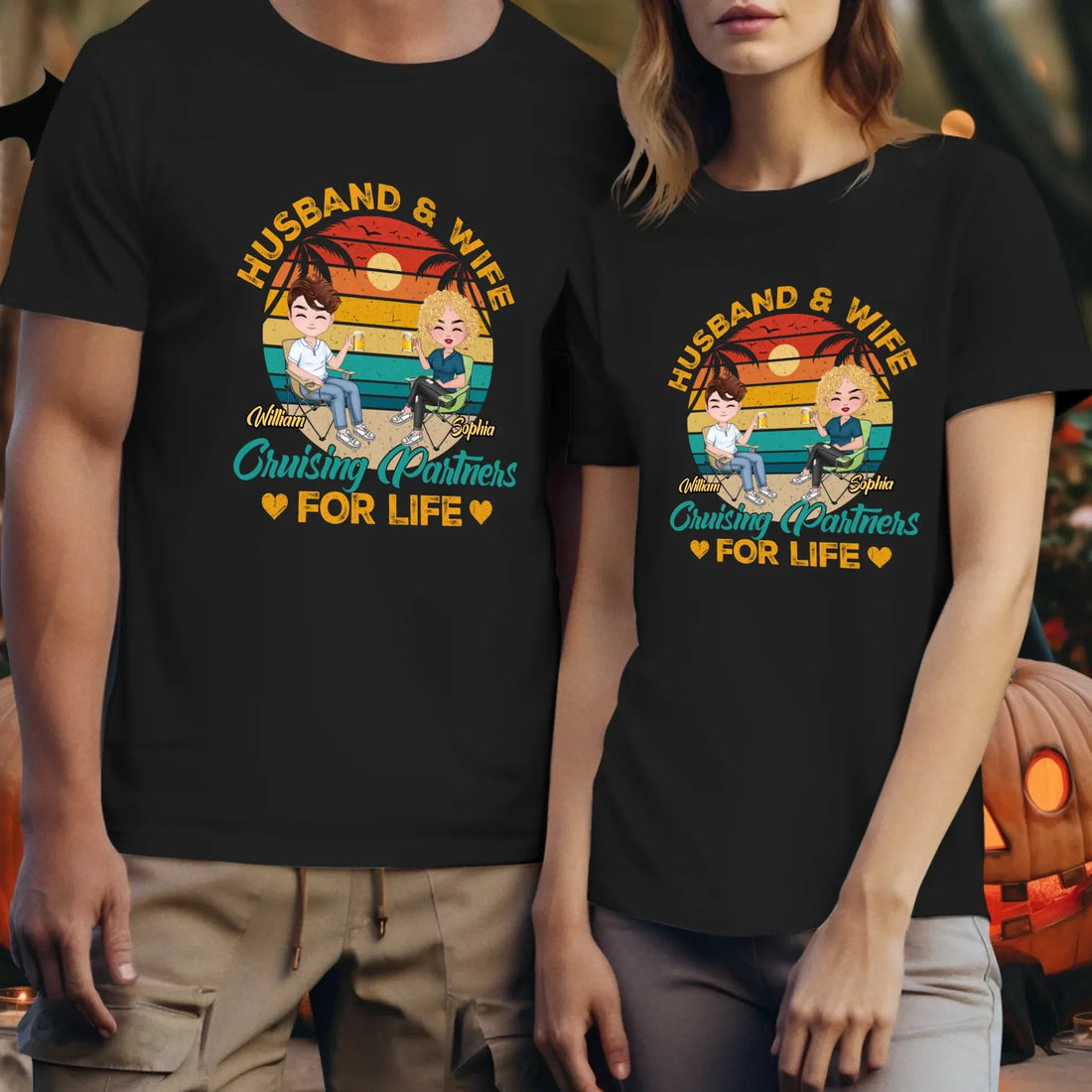 Camping Partners For Life Retro Design - Personalized Gifts For Couples - Unisex T-Shirt