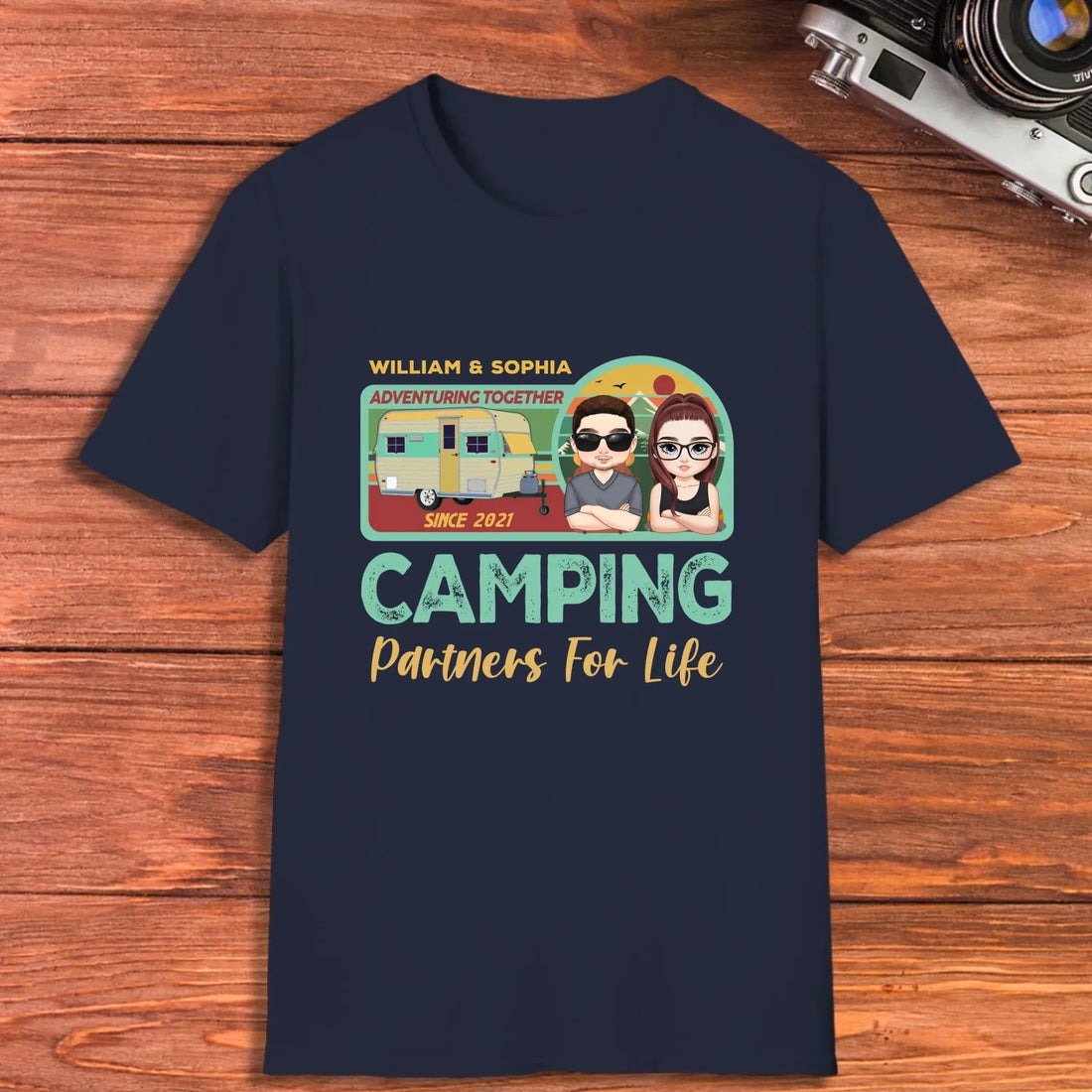 Husband And Wife Cruising Partners For Life Retro - Personalized Gifts For Couples - Unisex T-Shirt