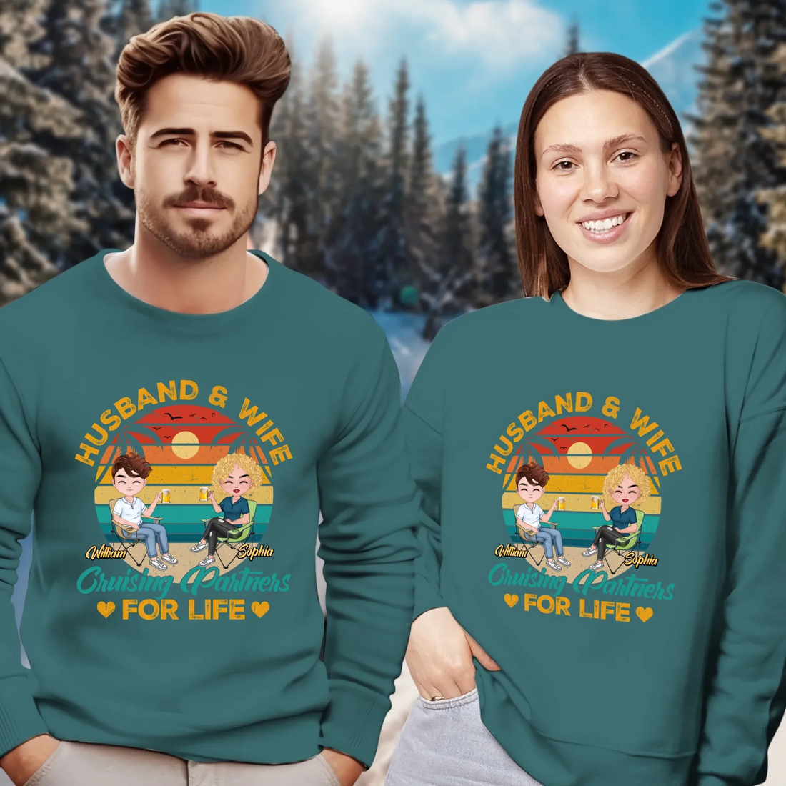 Camping Partners For Life Retro Design - Personalized Gifts For Couples - Unisex Sweater