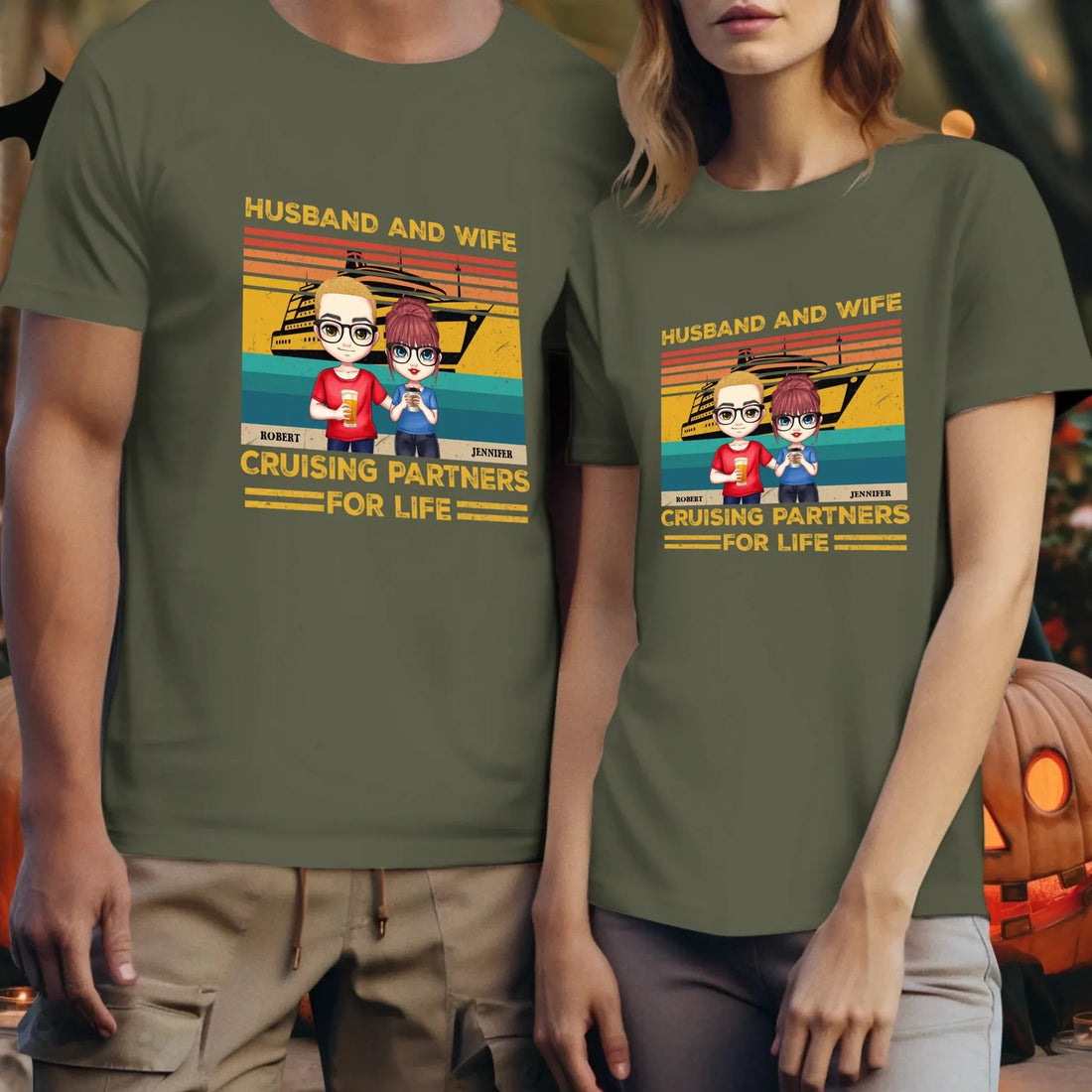 Husband And Wife Cruising Partners Vintage Vibe - Personalized Gifts For Couples - Unisex T-Shirt