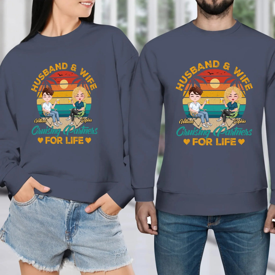 Camping Partners For Life Retro Design - Personalized Gifts For Couples - Unisex Sweater