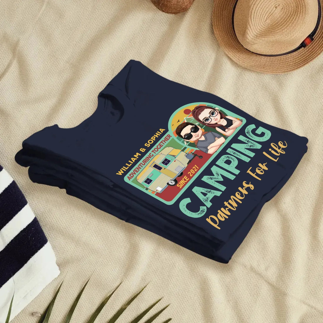 Husband And Wife Cruising Partners For Life Retro - Personalized Gifts For Couples - Unisex T-Shirt