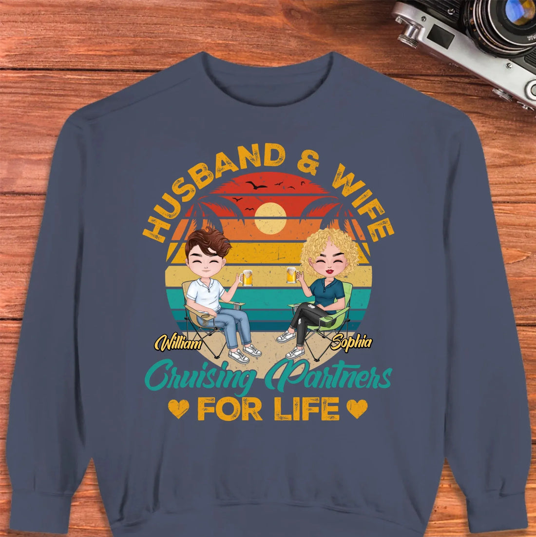 Camping Partners For Life Retro Design - Personalized Gifts For Couples - Unisex Sweater