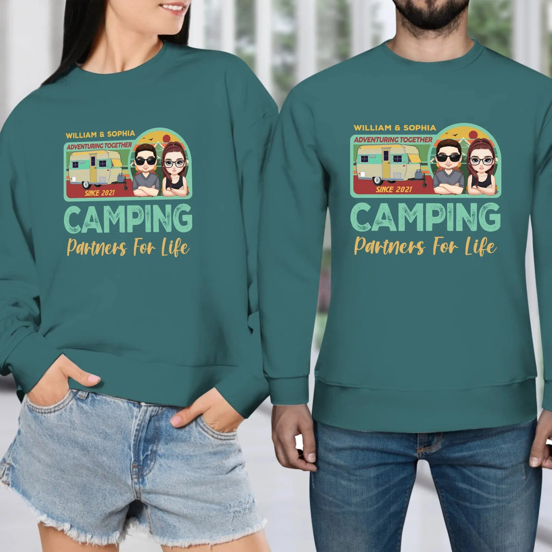 Husband And Wife Cruising Partners For Life Retro - Personalized Gifts For Couples - Unisex Sweater