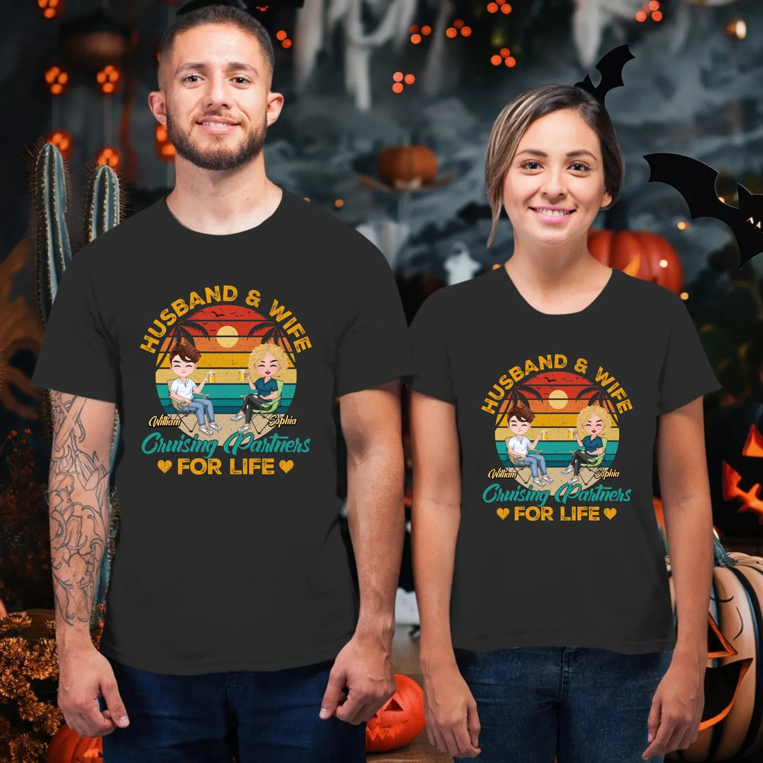 Camping Partners For Life Retro Design - Personalized Gifts For Couples - Unisex T-Shirt