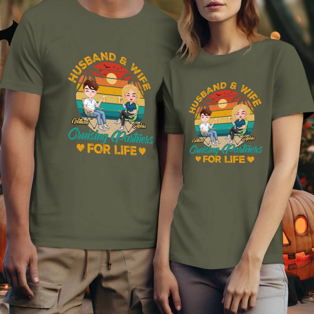 Camping Partners For Life Retro Design - Personalized Gifts For Couples - Unisex T-Shirt