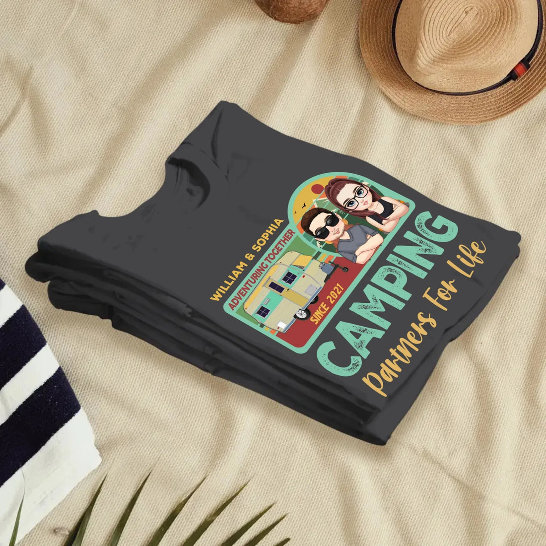 Husband And Wife Cruising Partners For Life Retro - Personalized Gifts For Couples - Unisex T-Shirt