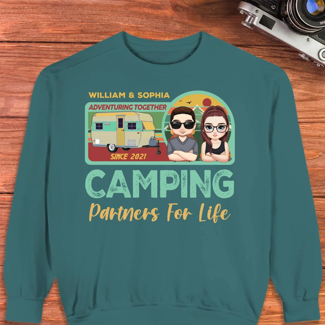 Husband And Wife Cruising Partners For Life Retro - Personalized Gifts For Couples - Unisex Sweater