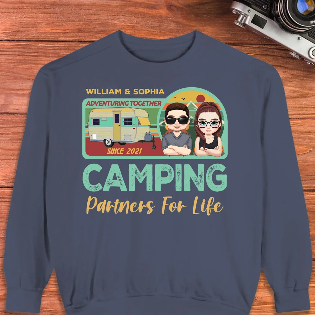 Husband And Wife Cruising Partners For Life Retro - Personalized Gifts For Couples - Unisex Sweater