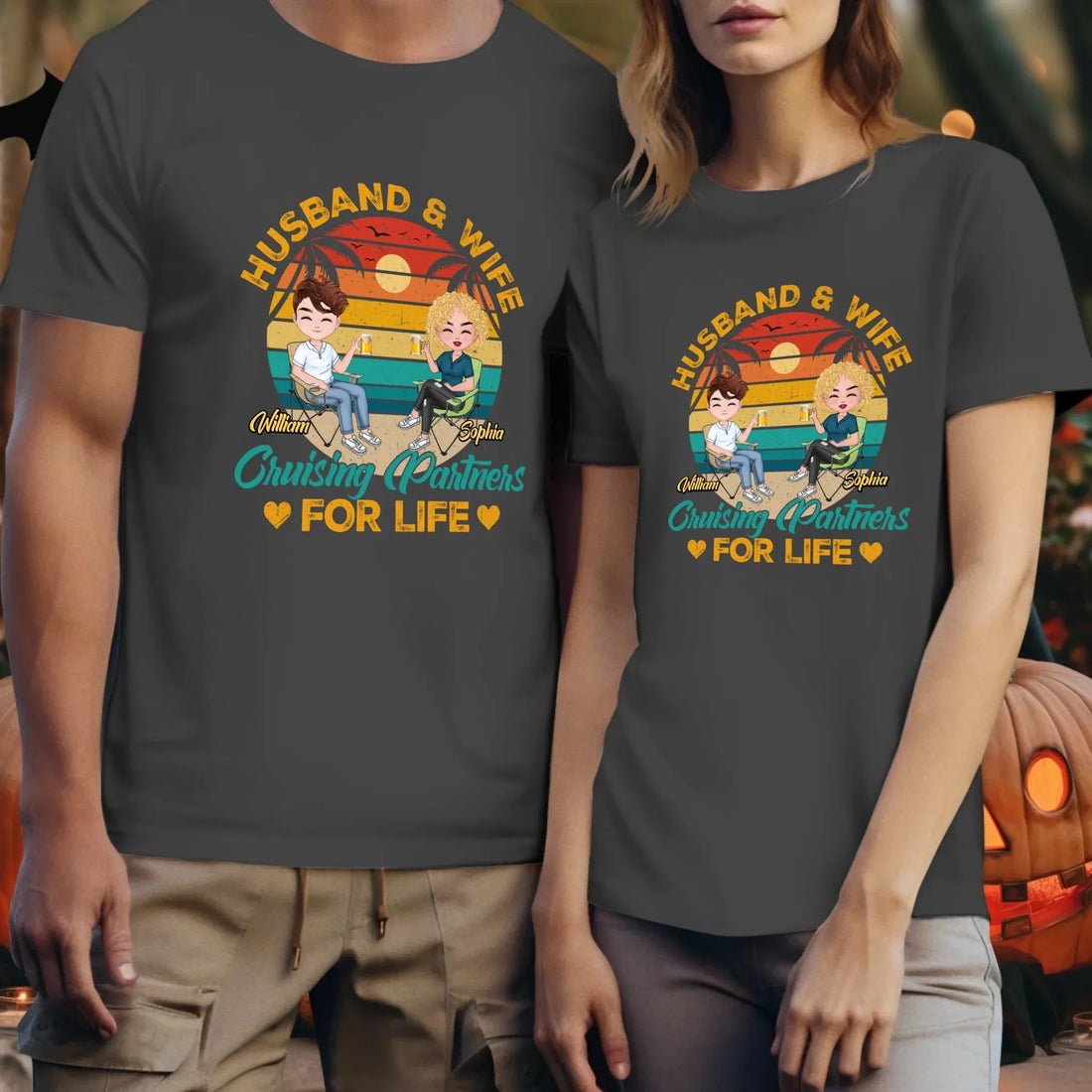 Camping Partners For Life Retro Design - Personalized Gifts For Couples - Unisex T-Shirt