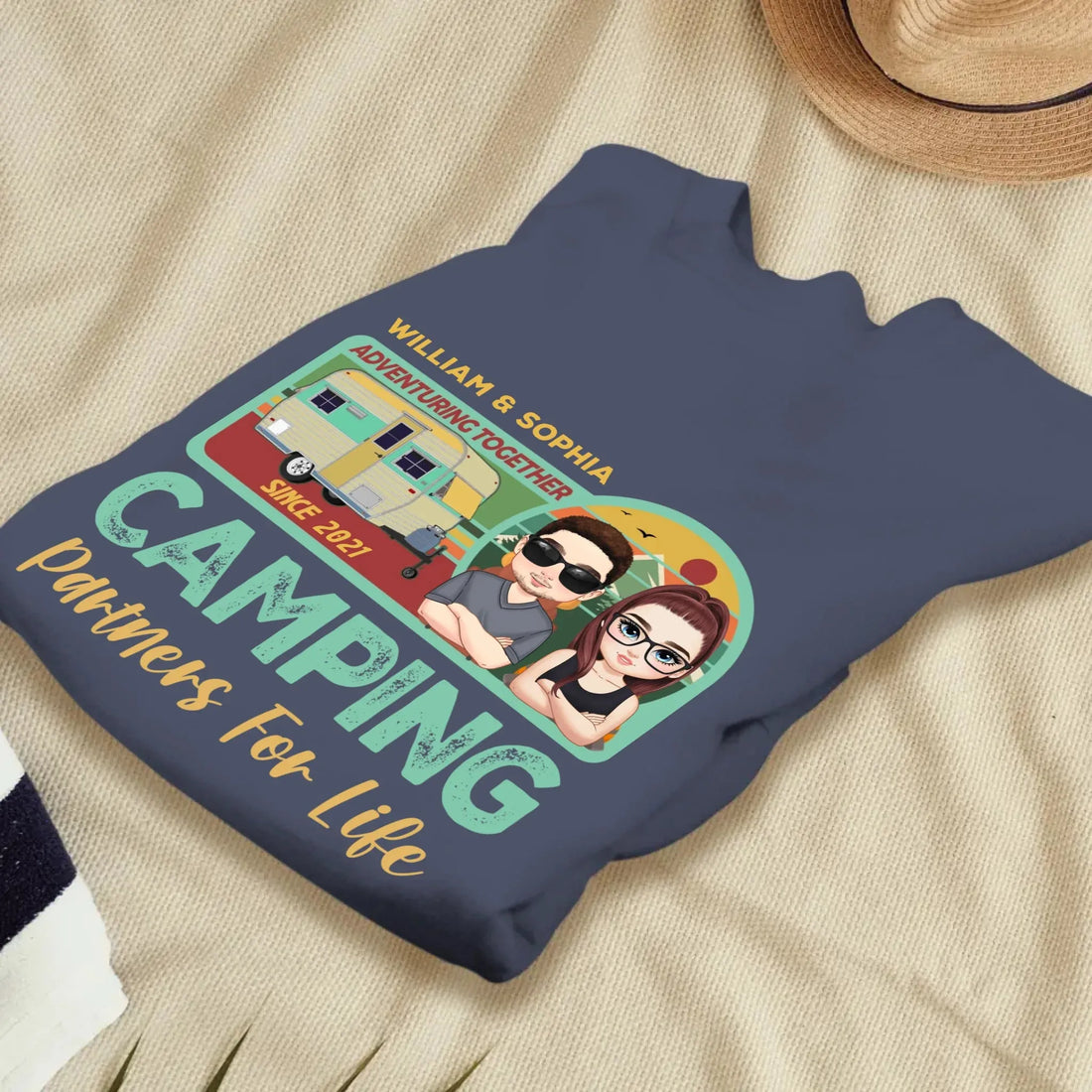 Husband And Wife Cruising Partners For Life Retro - Personalized Gifts For Couples - Unisex Sweater