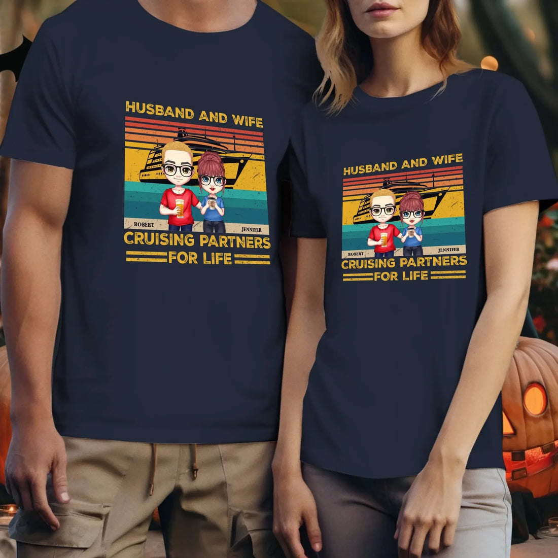 Husband And Wife Cruising Partners Vintage Vibe - Personalized Gifts For Couples - Unisex T-Shirt