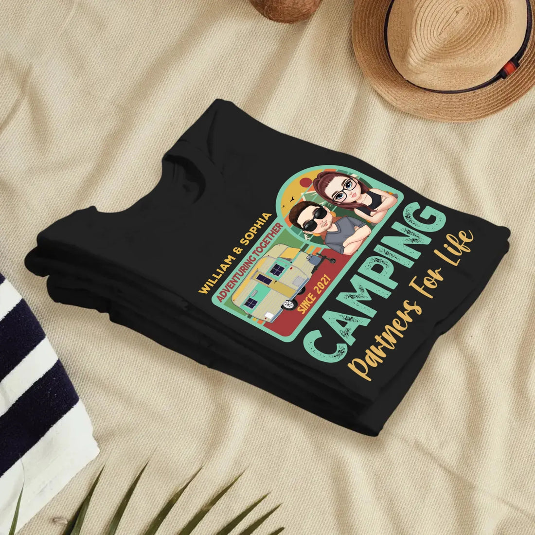 Husband And Wife Cruising Partners For Life Retro - Personalized Gifts For Couples - Unisex T-Shirt