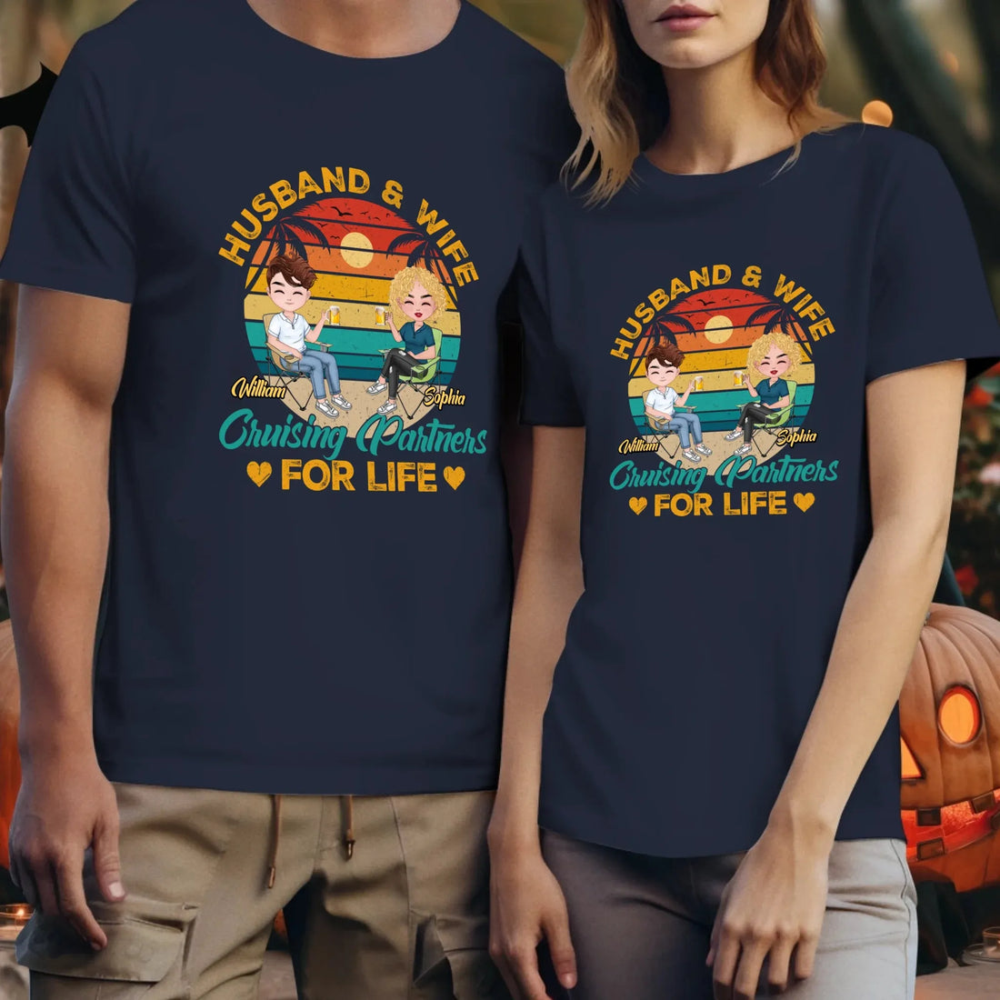 Camping Partners For Life Retro Design - Personalized Gifts For Couples - Unisex T-Shirt