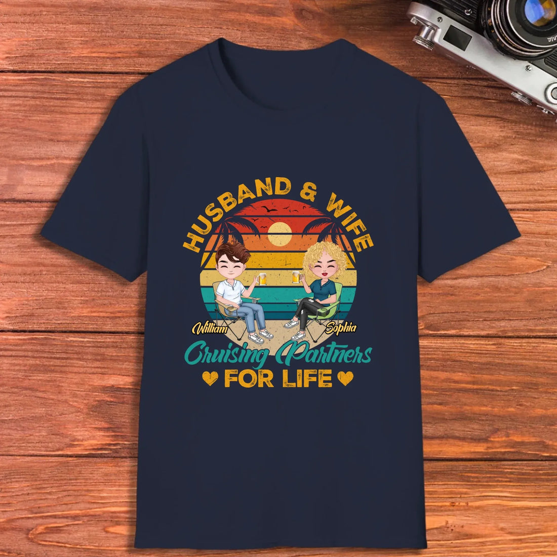 Camping Partners For Life Retro Design - Personalized Gifts For Couples - Unisex T-Shirt