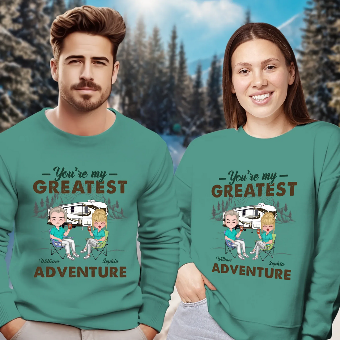 Camping Couple You're My Greatest Adventure - Personalized Gifts For Couples - Unisex Sweater