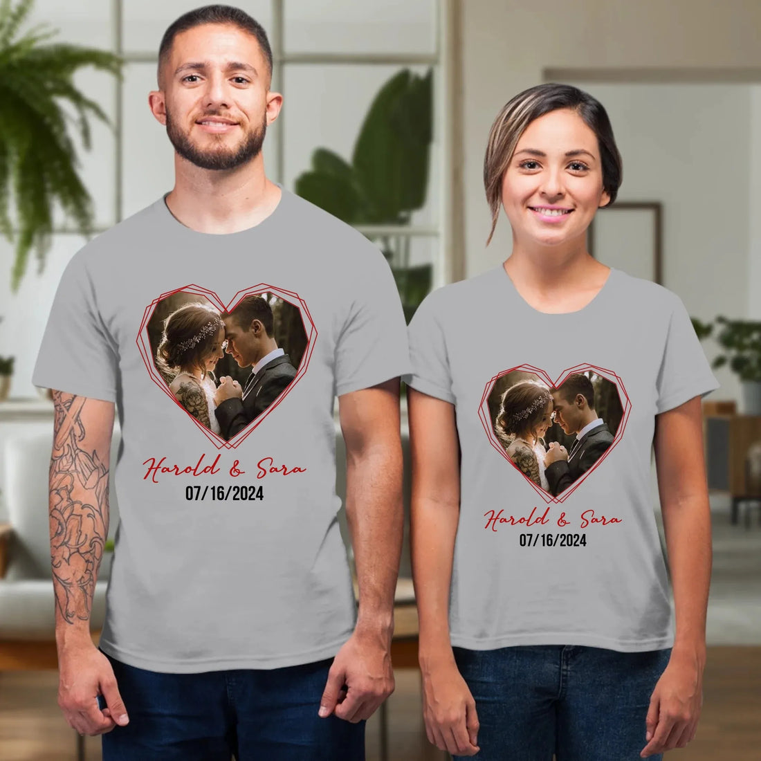 Heart Frame Of Love - Personalized Gifts For Couples - Unisex T-Shirt