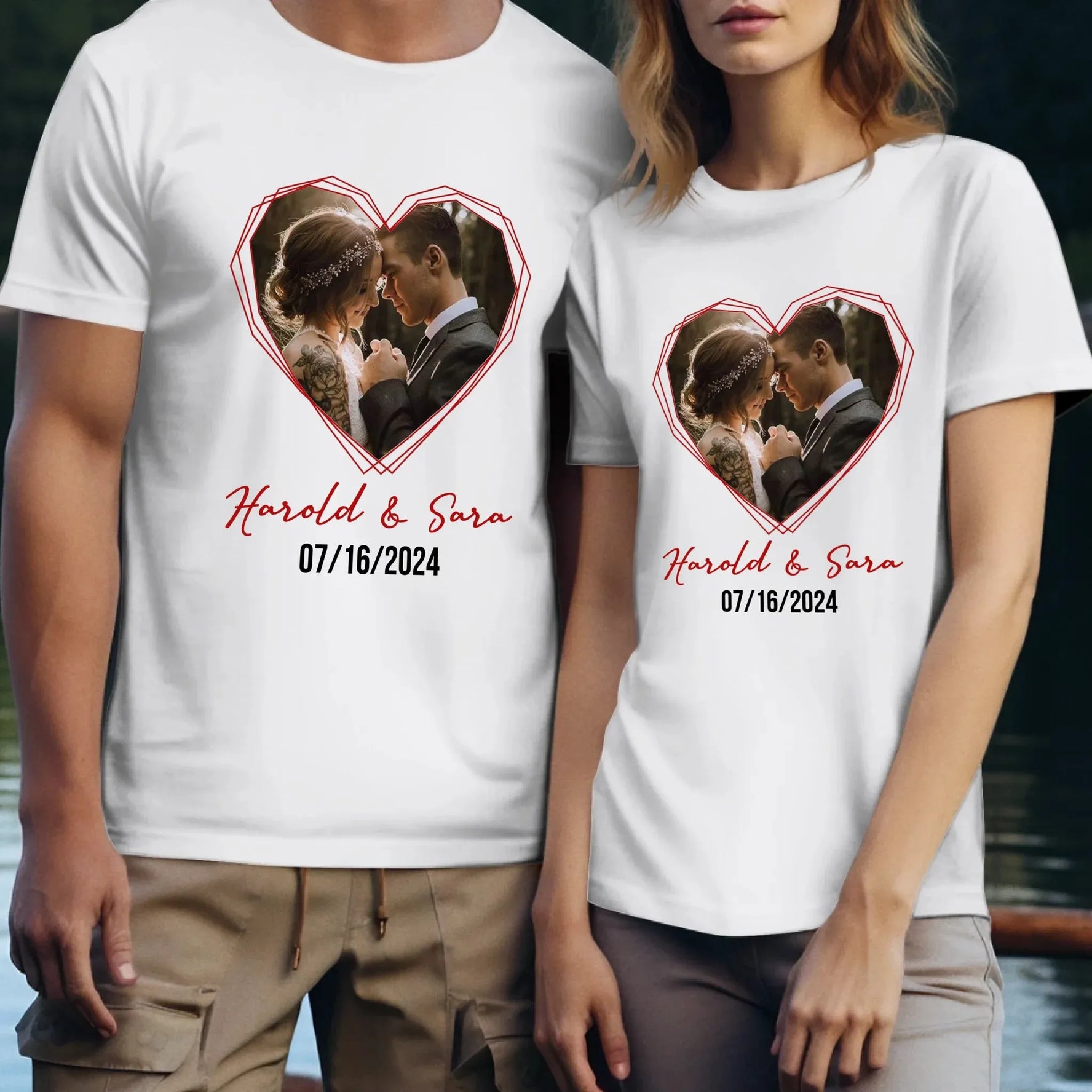 Heart Frame Of Love - Personalized Gifts For Couples - Unisex T-Shirt