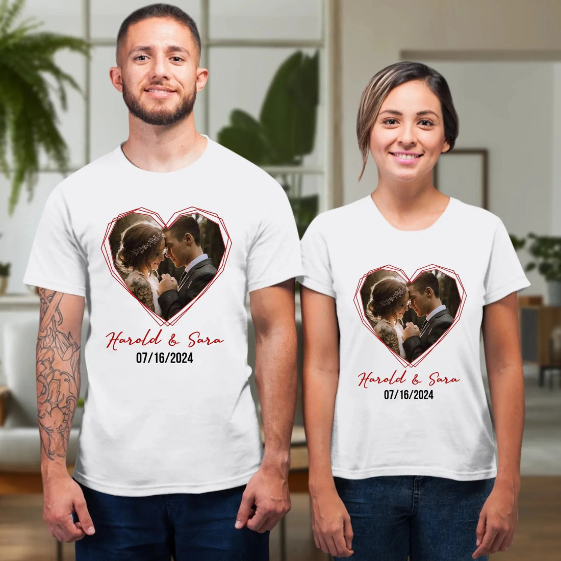 Heart Frame Of Love - Personalized Gifts For Couples - Unisex T-Shirt