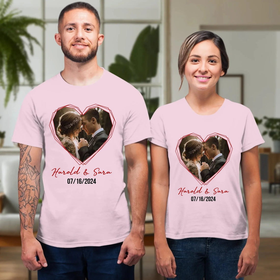 Heart Frame Of Love - Personalized Gifts For Couples - Unisex T-Shirt