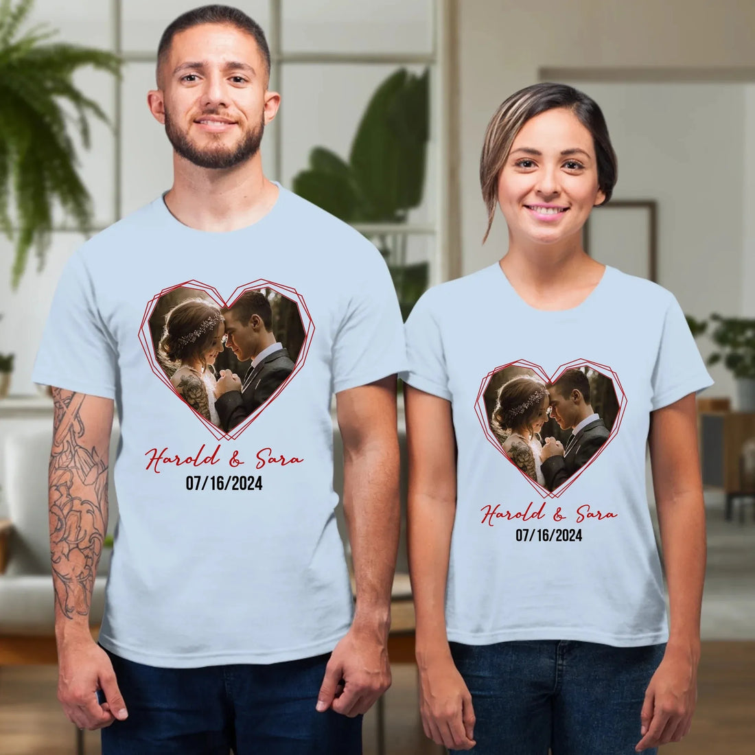 Heart Frame Of Love - Personalized Gifts For Couples - Unisex T-Shirt