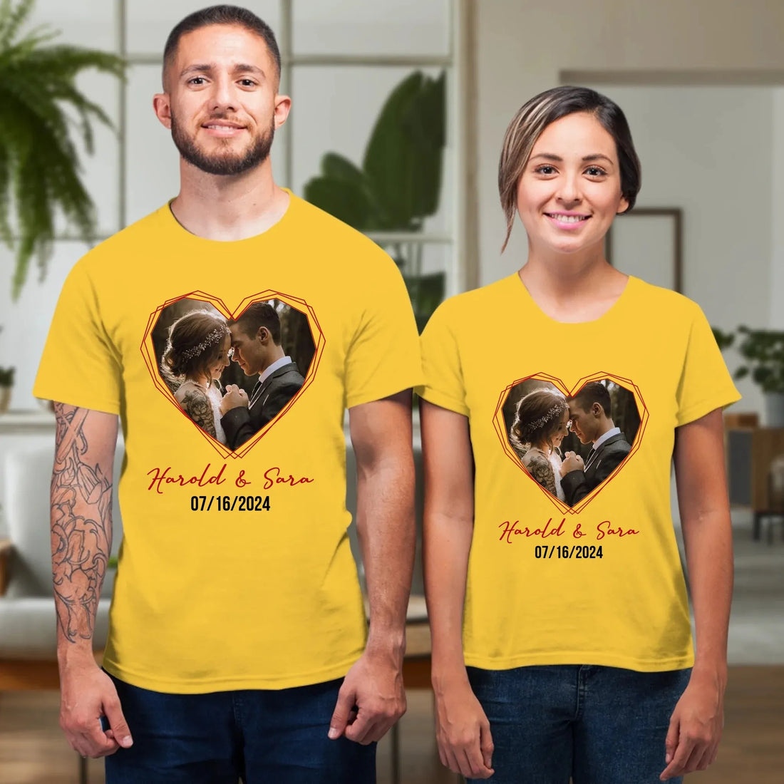 Heart Frame Of Love - Personalized Gifts For Couples - Unisex T-Shirt