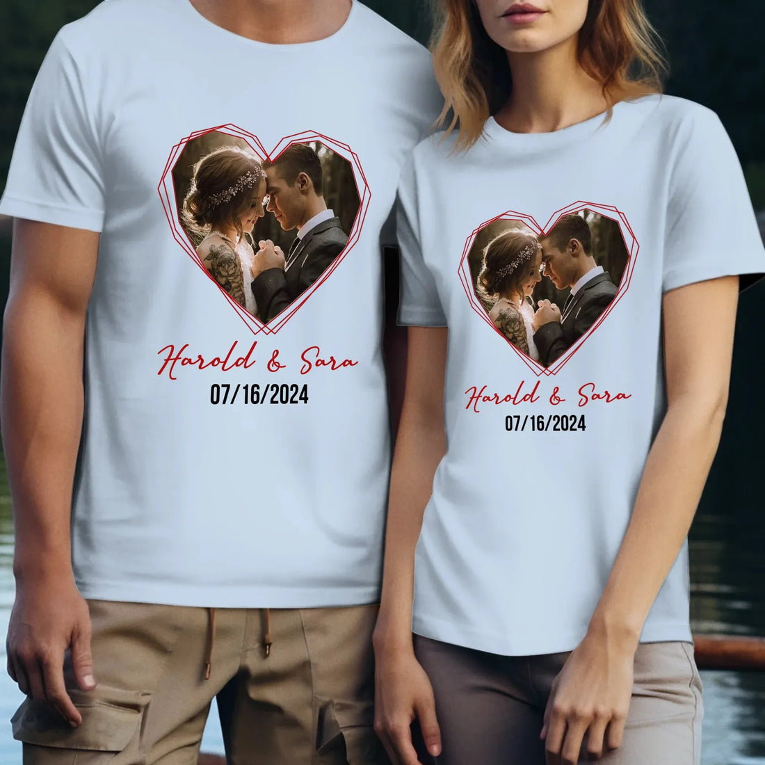 Heart Frame Of Love - Personalized Gifts For Couples - Unisex T-Shirt