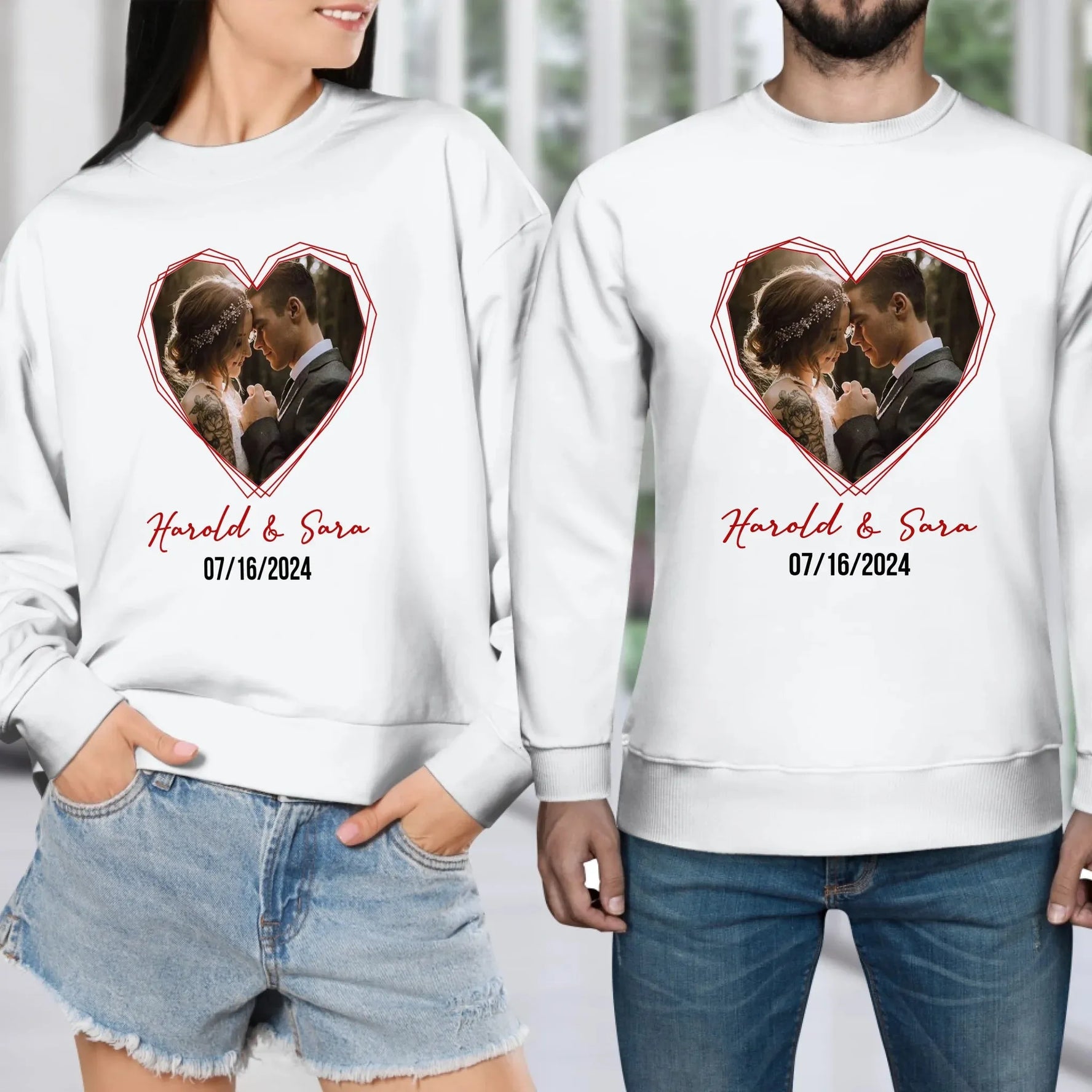 Heart Frame Of Love - Personalized Gifts For Couples - Unisex Sweater