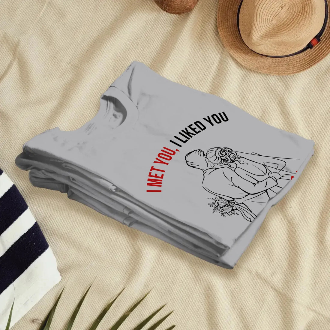 I Met You, Wedding Art Sketch - Personalized Gifts For Couples - Unisex T-Shirt