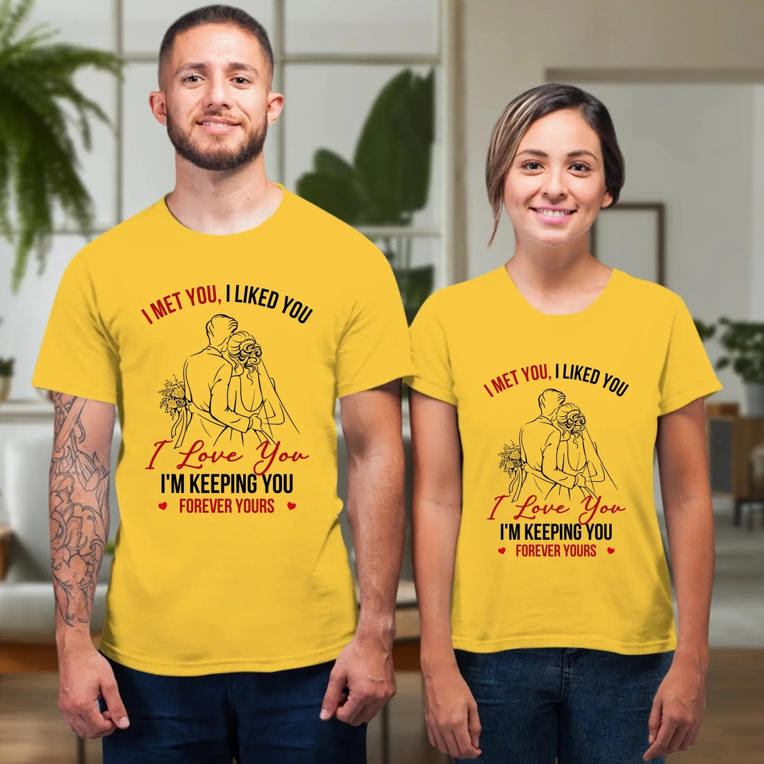 I Met You, Wedding Art Sketch - Personalized Gifts For Couples - Unisex T-Shirt