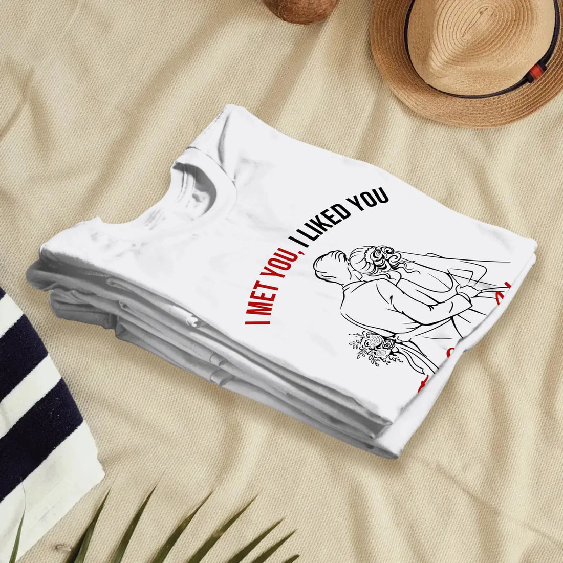 I Met You, Wedding Art Sketch - Personalized Gifts For Couples - Unisex T-Shirt