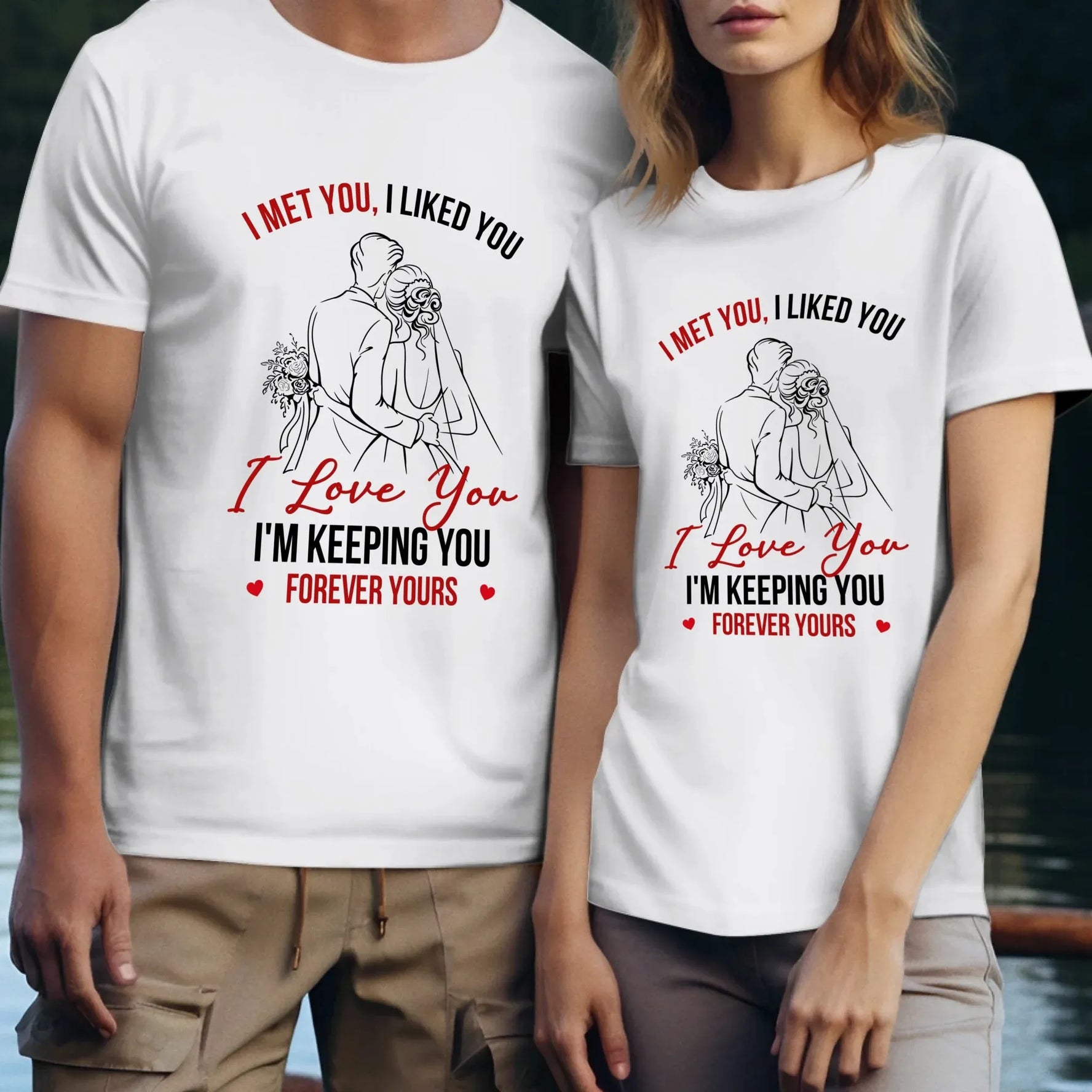 I Met You, Wedding Art Sketch - Personalized Gifts For Couples - Unisex T-Shirt