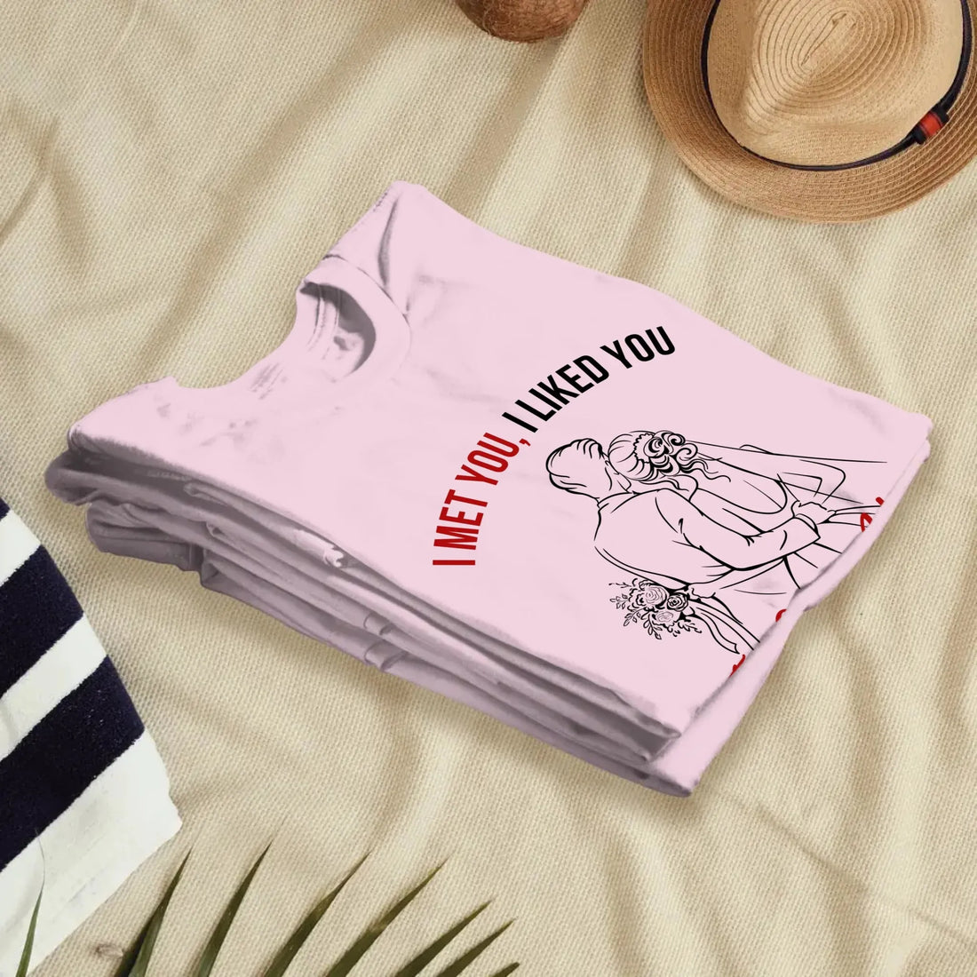 I Met You, Wedding Art Sketch - Personalized Gifts For Couples - Unisex T-Shirt