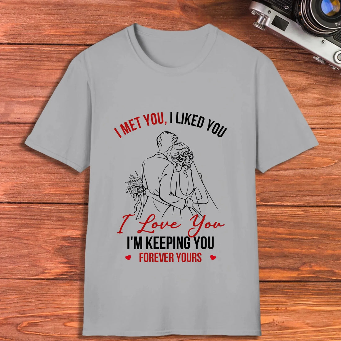 I Met You, Wedding Art Sketch - Personalized Gifts For Couples - Unisex T-Shirt